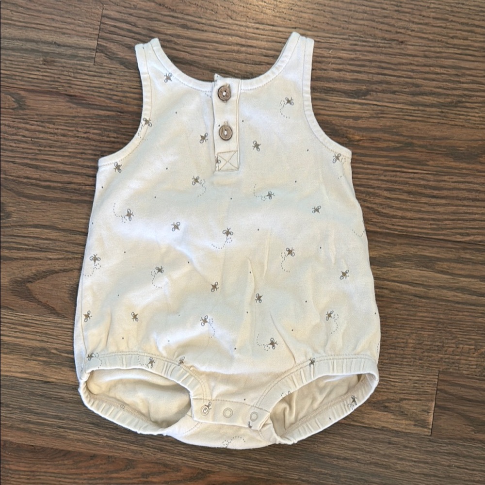 Quincy Mae Cream Sleeveless Baby Romper